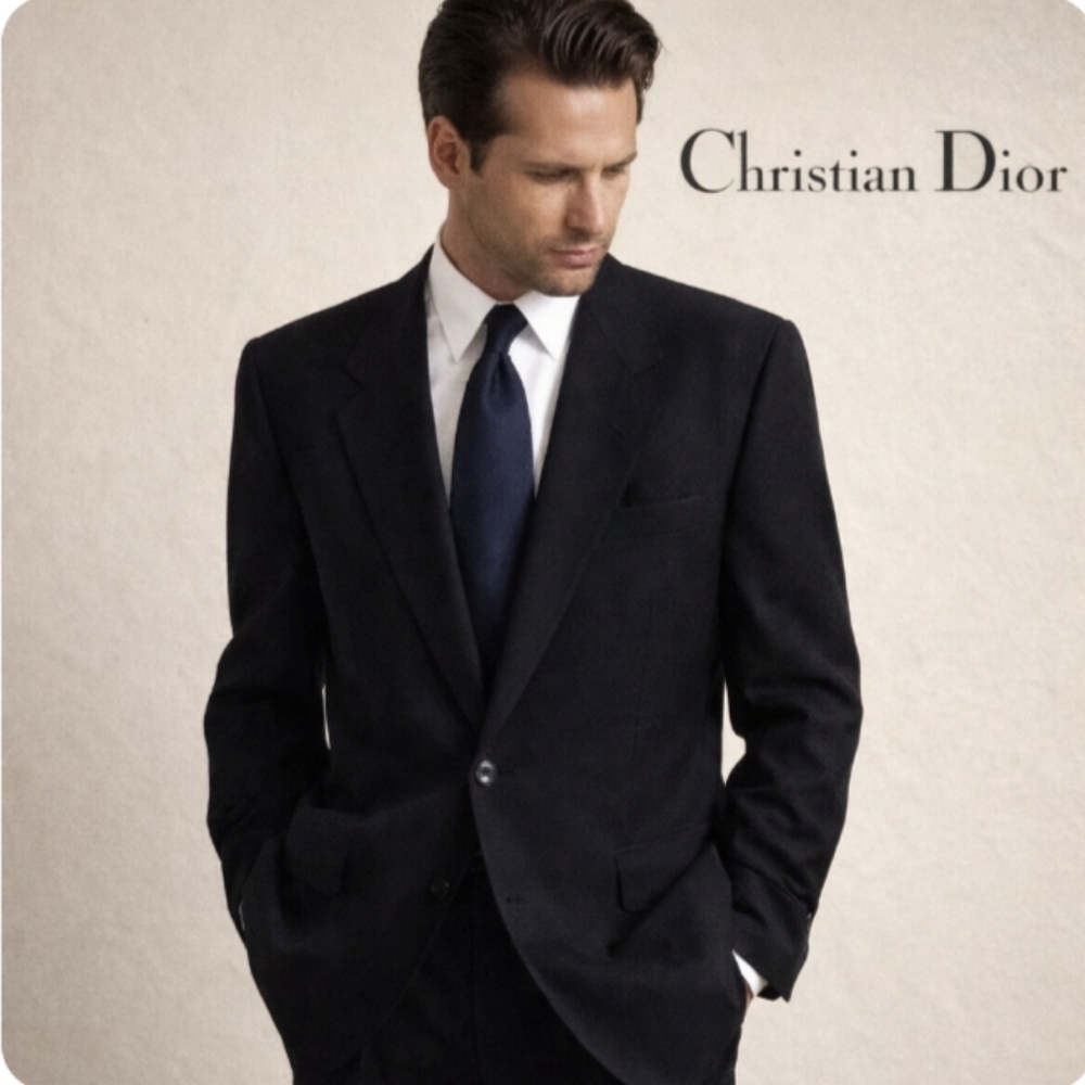 CHRISTIAN DIOR Monsieur Vintage Wool Black Sport Coat | 46 R - Picture 2 of 10